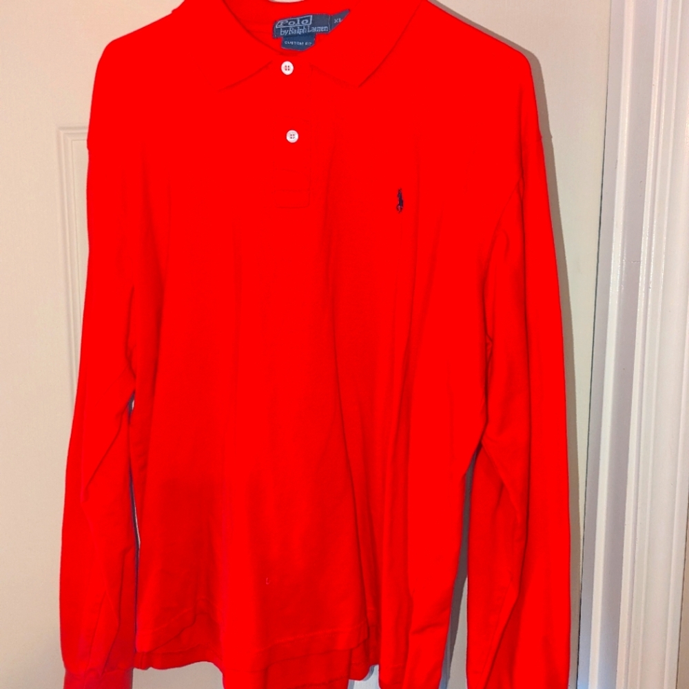 Mens XL Red long sleeve Polo shirt